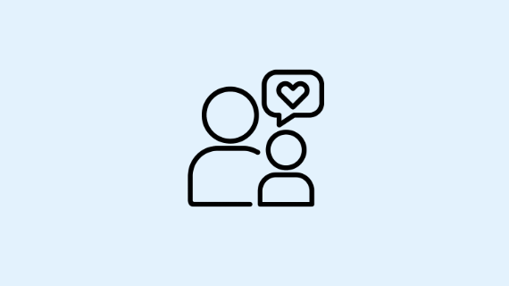 An Icon Of A Parent And Child And A Speech Bubble With A Heart In It.