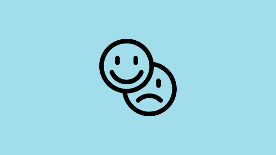 Happy face overlapping a sad face.