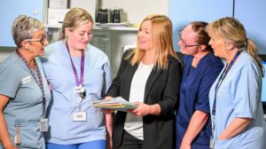 Caroline Diamond, award winner in the RCN NI awards, pictured with some of her staff