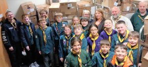 A large group of scouts with leaders