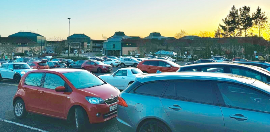 Cars parked at Antrim Area Hospital
