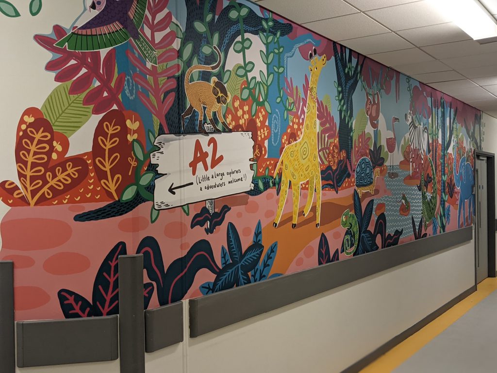 Artwork on the corridor of Paediatric ward A2 in Antrim Area Hospital