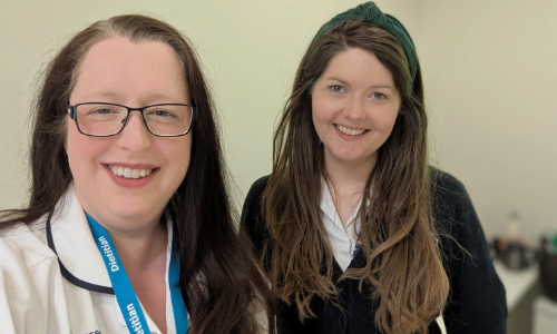 Two women, both Specialist Coeliac dietitians, pose for a selfie