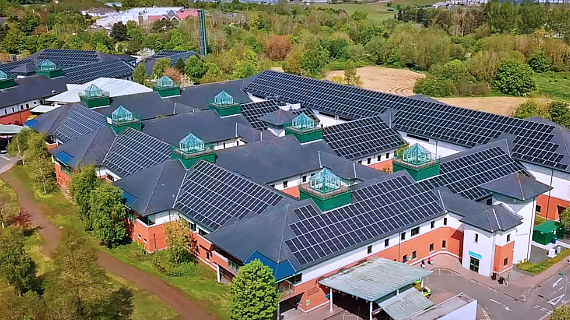 Solar panels on the roof of Causeway Hospital