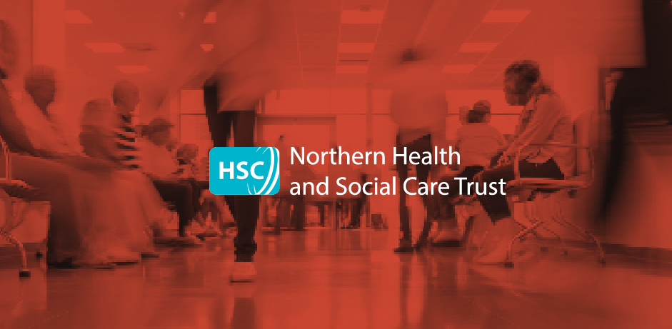 Health care staff in background and Northern Trust logo in foreground.