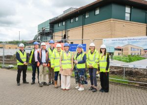 Members of the design and construction team of a new Alongside Midwifery-Led Unit joined Northern Trust Chief Executive Jennifer Welsh, Alison Renfrew, Assistant Director for Capital Development NHSCT, and Suzanne Pullins, Executive Director of Nursing, Paediatrics and Women’s Services, to mark the start of construction of the new unit at Antrim Area Hospital.