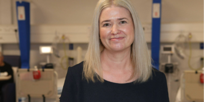 Dr Emily McIntosh in a hospital ward.