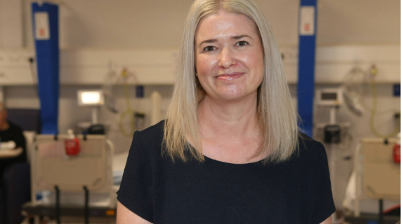 Dr Emily McIntosh in a hospital ward.