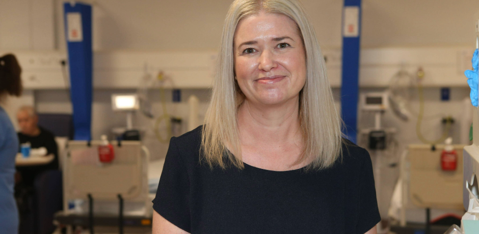 Dr Emily McIntosh in a hospital ward.