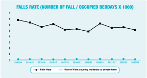 Graph Showing The Number Of Fall And Occupied Bed Days By 1000