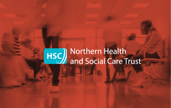 Health care staff in background and Northern Trust logo in foreground.