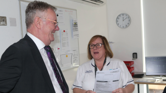 Health Minister Mike Nesbitt with Christine Gillan, Trust Lead MRI Radiographer