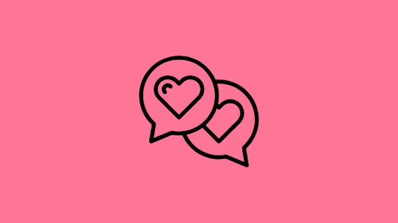 Two hearts in speech bubbles