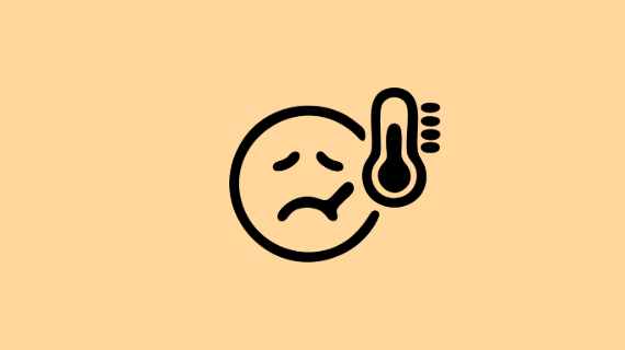 A face with a thermometer in its mouth, depicting a high temperature