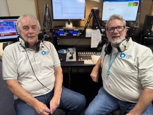 Hospital radio volunteers in the studio